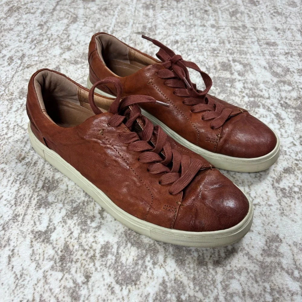 Frye Ivy Low‎ Lace Sneaker Size 9 Cognac